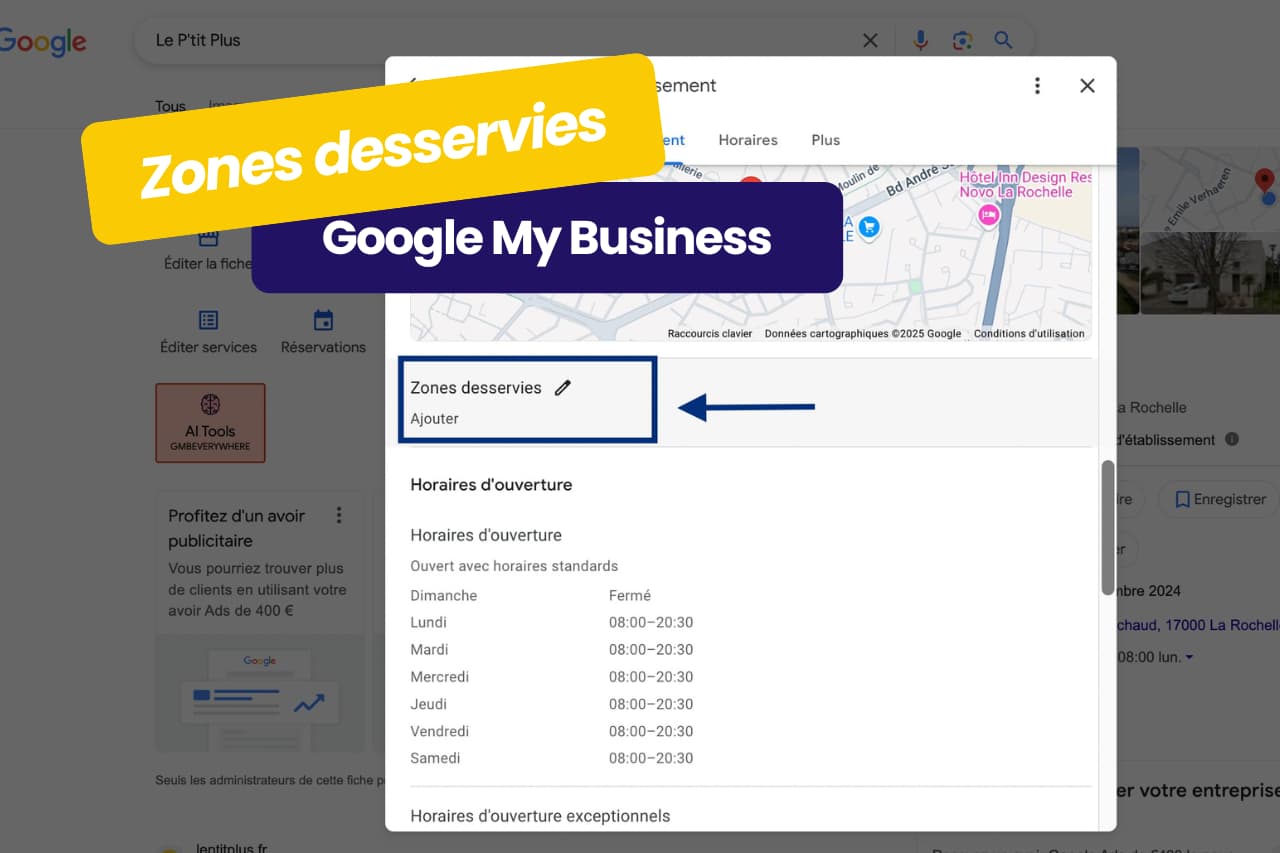 Zones desservies Google My Business